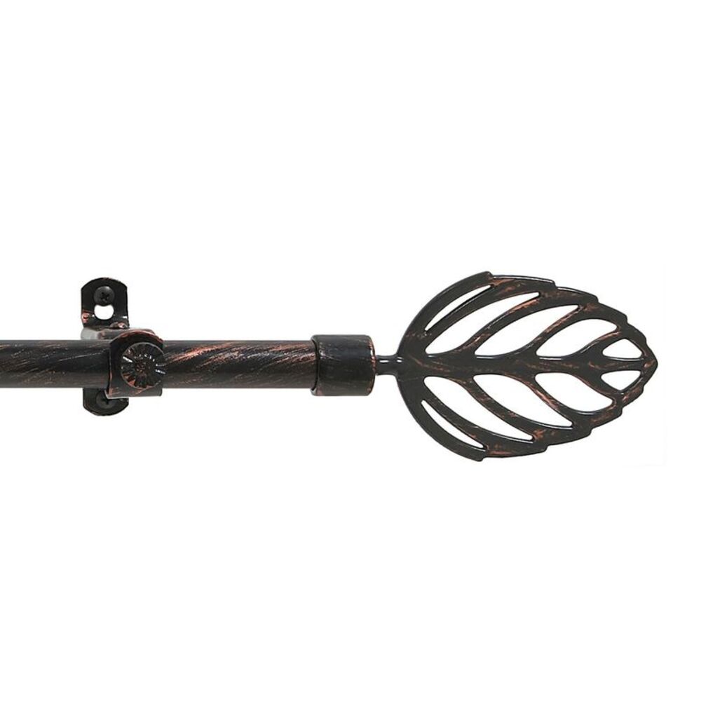 Achim Decorative Rods: Metallo Leaf Black Copper Curtain Rod with Metal Leaf